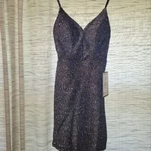 City Studio | Dresses | Macys Bluesilver Glitter Mini Dress Size | Poshmark